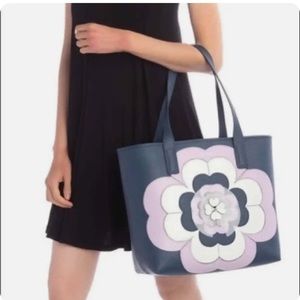 Kate Spade Reiley Spade Flower Appliqué petrol blue large tote